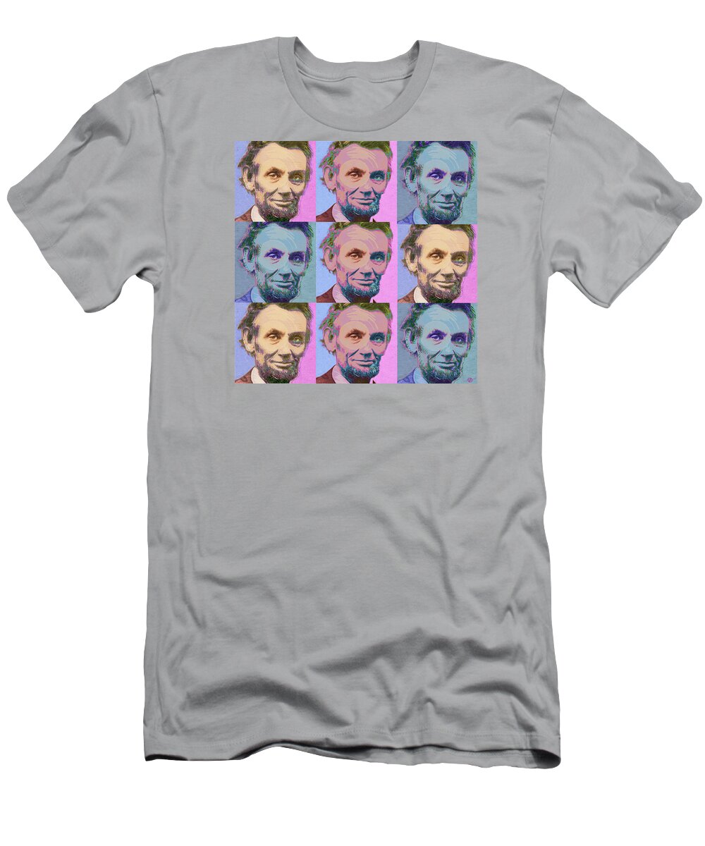 President T-Shirt featuring the painting Abe Lincoln Smiles Repeat 1 by Tony Rubino