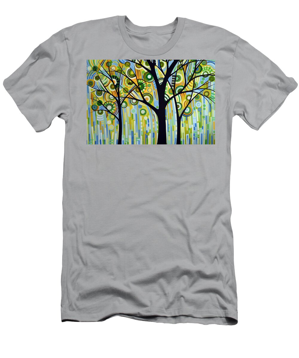 Nature T-Shirt featuring the painting Abstract Modern Tree Landscape SPRING RAIN by Amy Giacomelli by Amy Giacomelli
