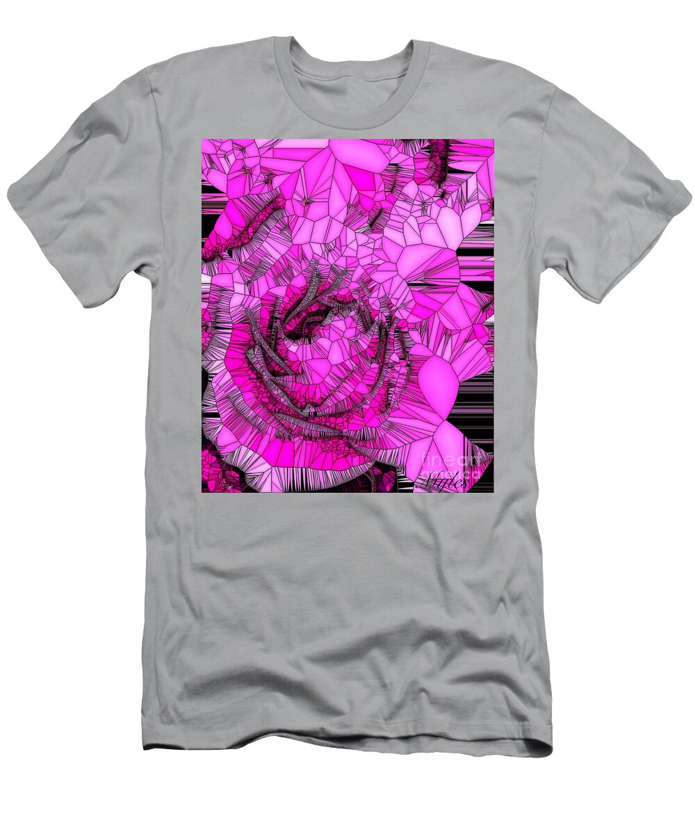 Rose T-Shirt featuring the photograph Abstract Pink Rose Mosaic by Saundra Myles