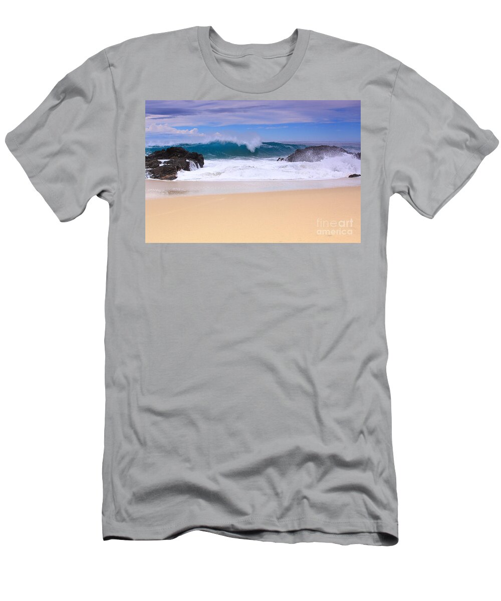 Waves T-Shirt featuring the pyrography After The Storm by Robert McKinstry