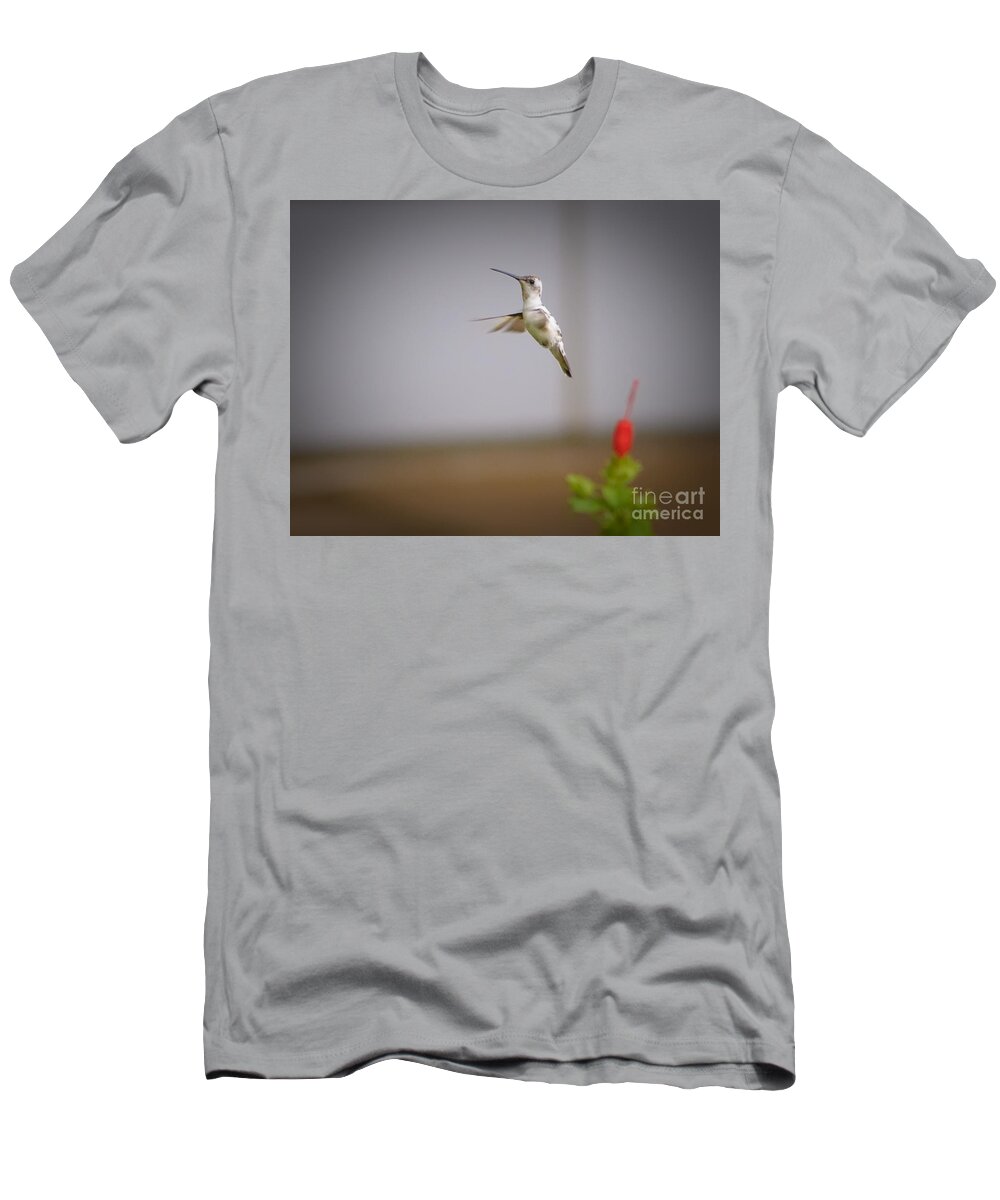 Albino T-Shirt featuring the photograph Albino Hummingbird by Charles Dobbs