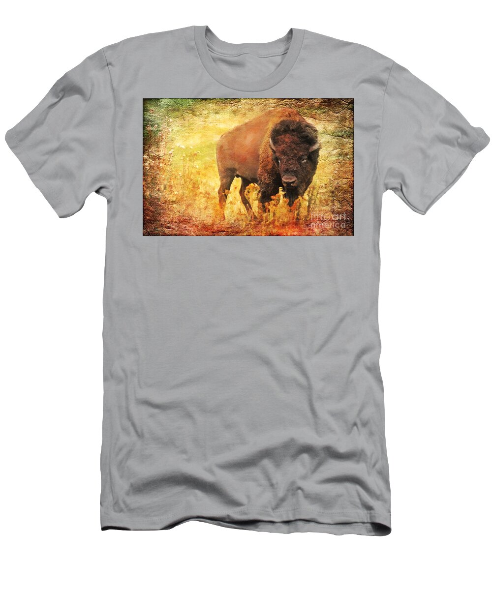 Bison T-Shirt featuring the digital art All But Forgotten by Lianne Schneider