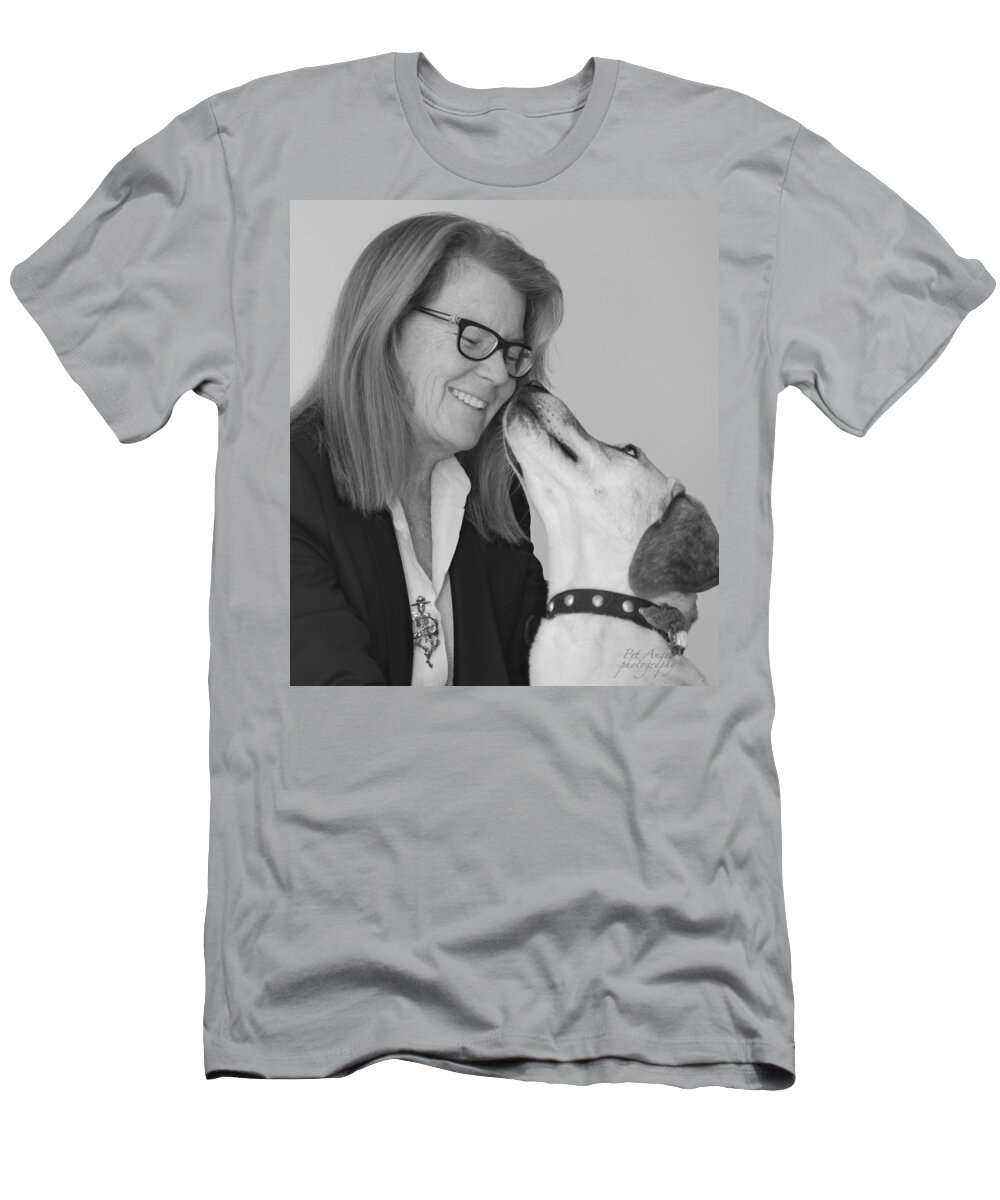 Dog Portrait T-Shirt featuring the photograph Andrew and Andree BW by Irina ArchAngelSkaya