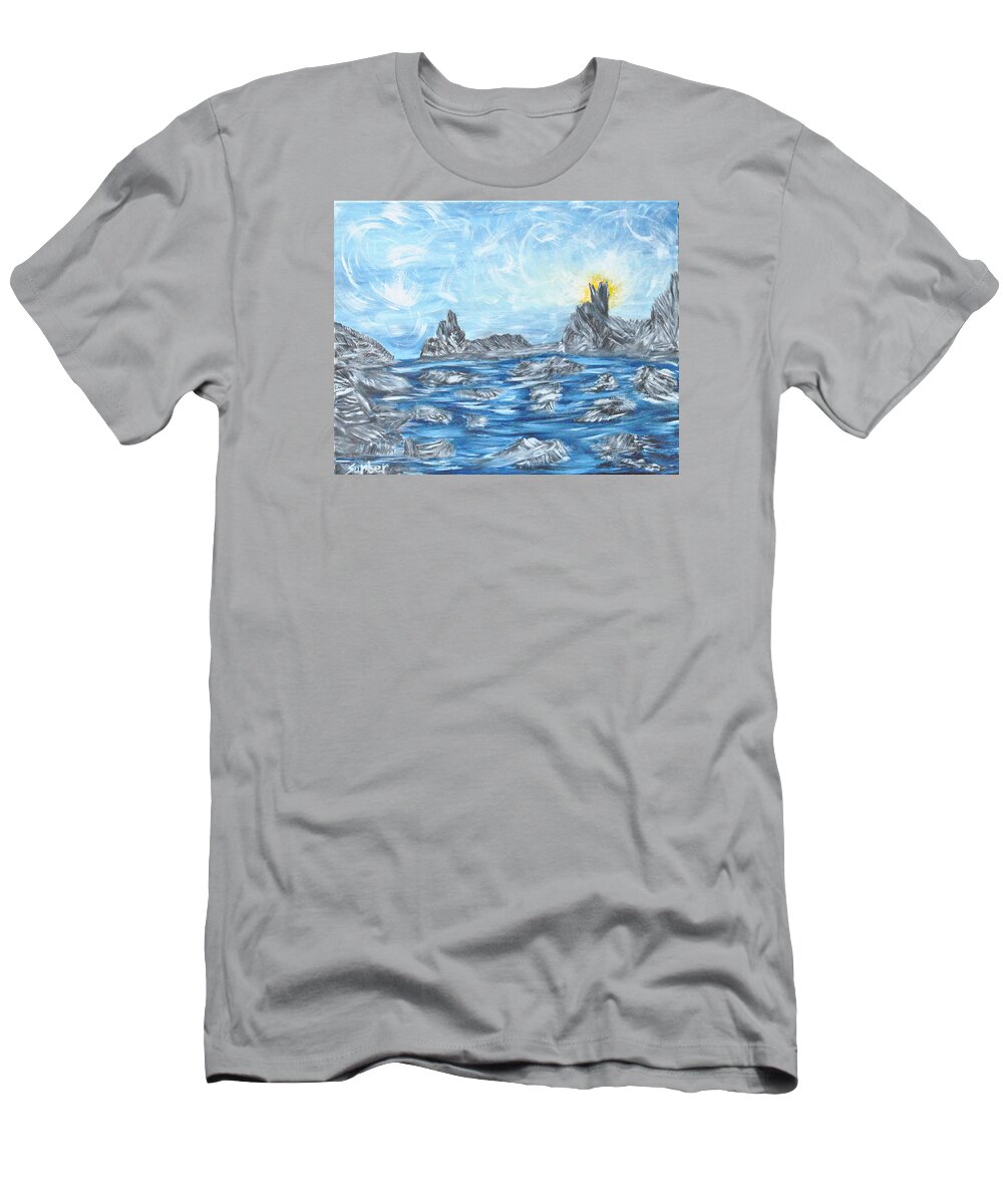 Ocean T-Shirt featuring the painting Angel Rock by Suzanne Surber