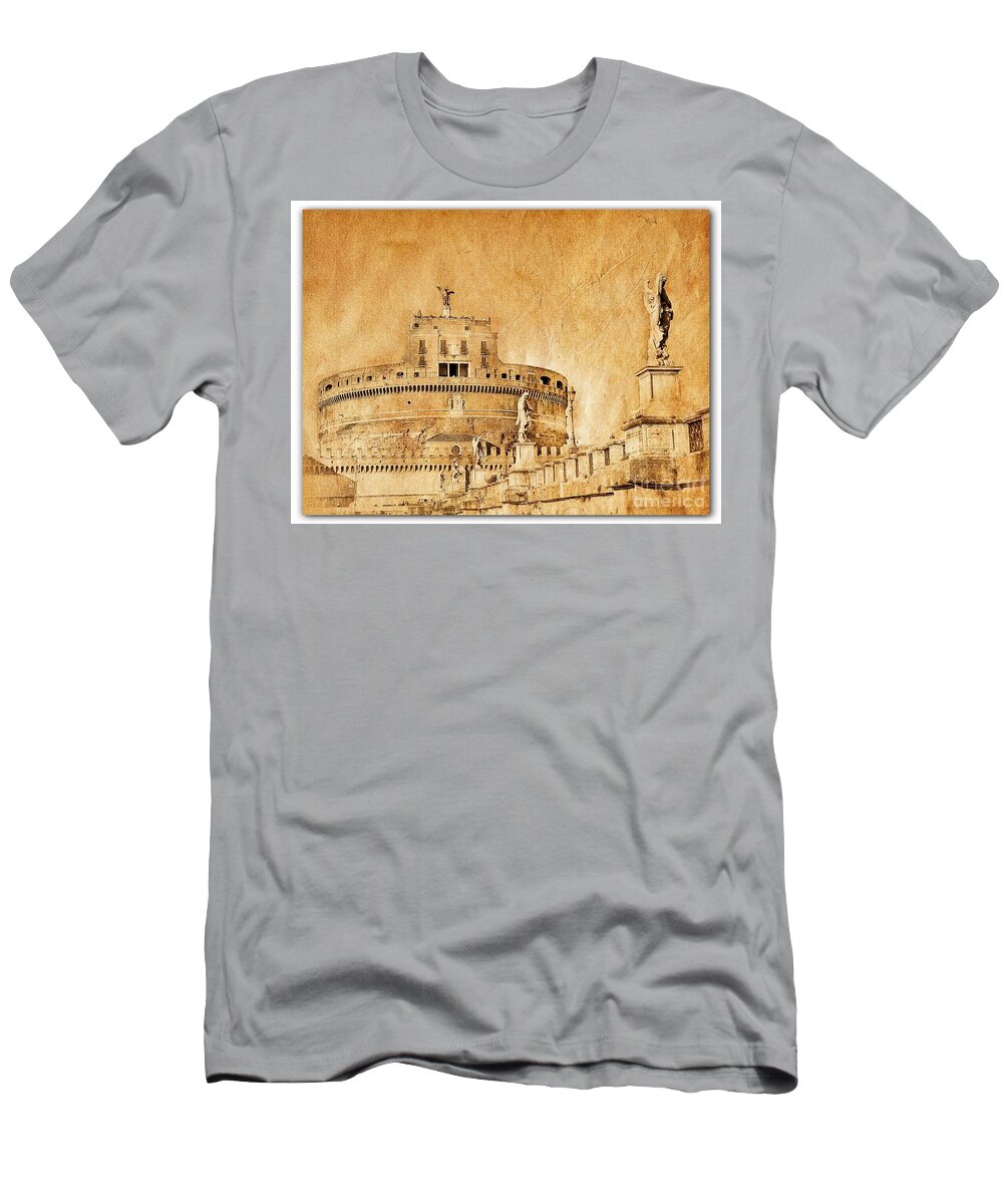 Grunge T-Shirt featuring the photograph Angels Bridge and Castle by Stefano Senise