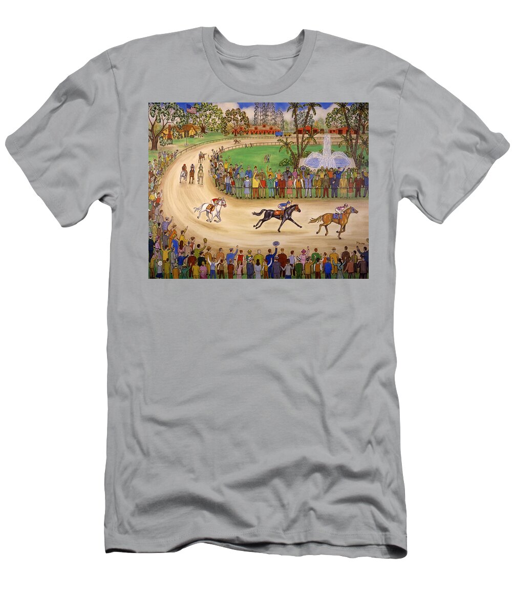 Horse Race T-Shirt featuring the painting At the Races by Linda Mears
