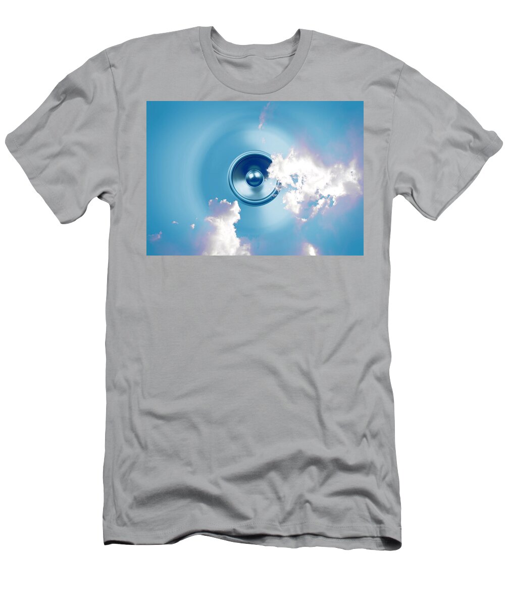Blue T-Shirt featuring the digital art Audio Sky 4 by Steve Ball