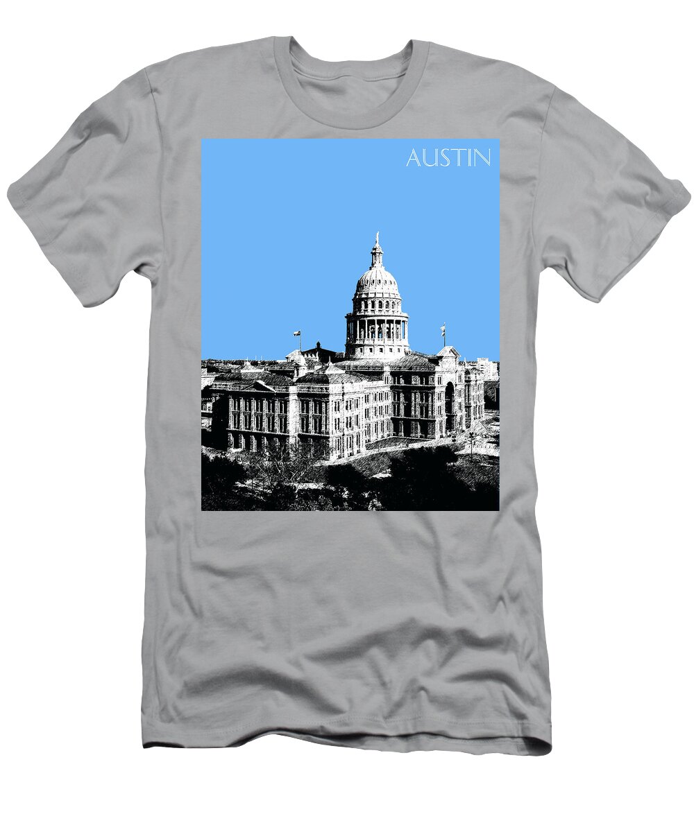Architecture T-Shirt featuring the digital art Austin Texas Capital - Sky Blue by DB Artist