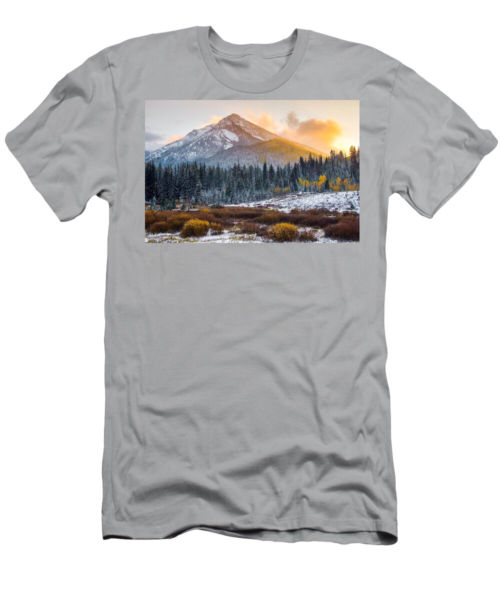 Big Cottonwood Canyon T-Shirt featuring the photograph Autumn Glow by Emily Dickey