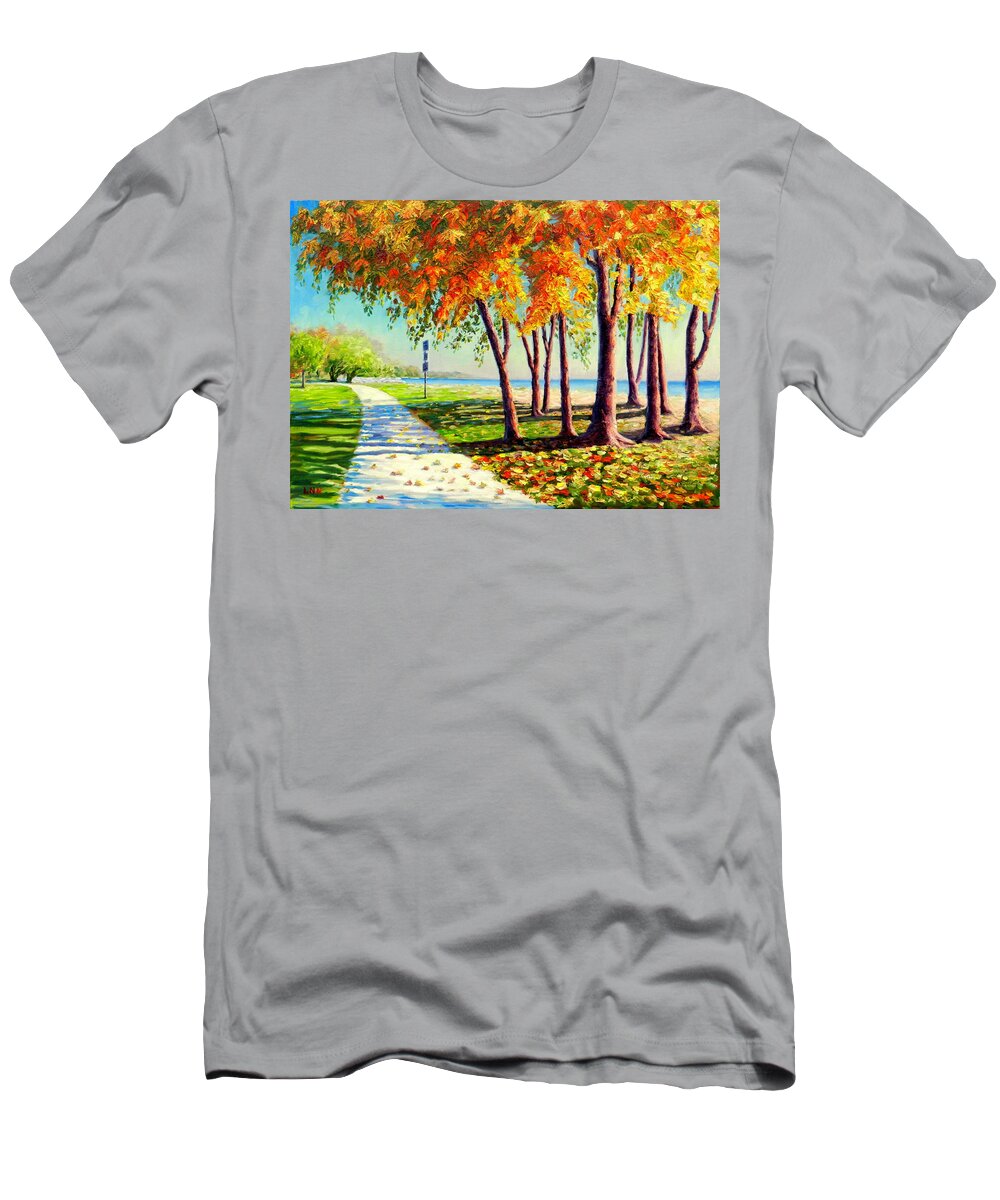 Landscape T-Shirt featuring the painting Autumn in Ontario by Ningning Li