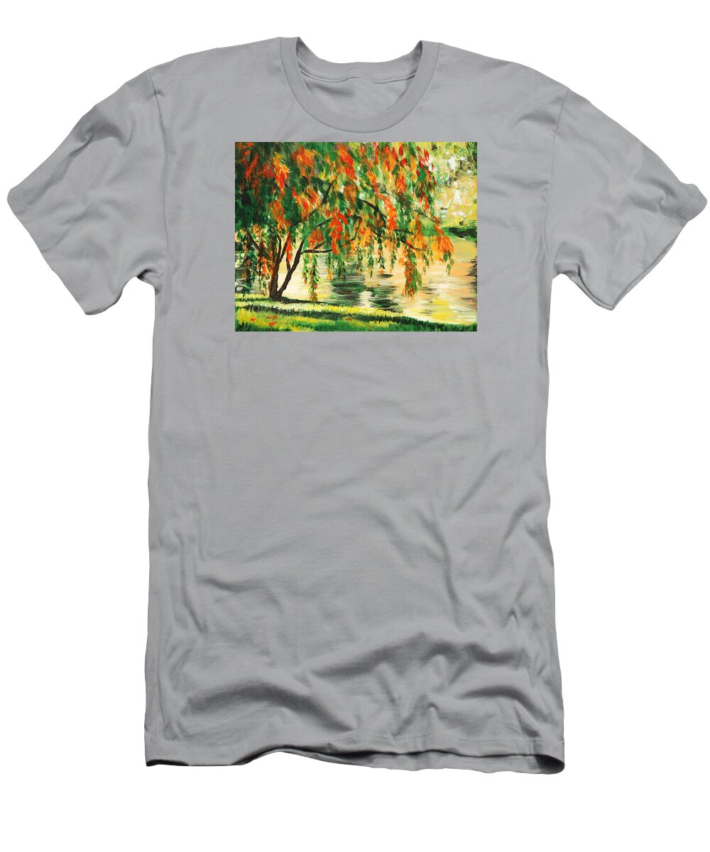Tree T-Shirt featuring the painting Autumn Landscape by Masha Batkova