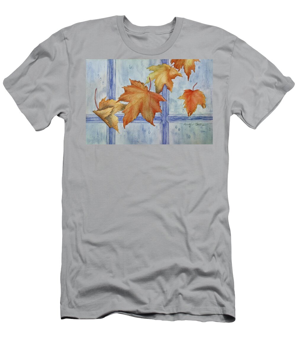 Canadian Maple Leaves T-Shirt featuring the painting Autumn Rain by Heather Gallup