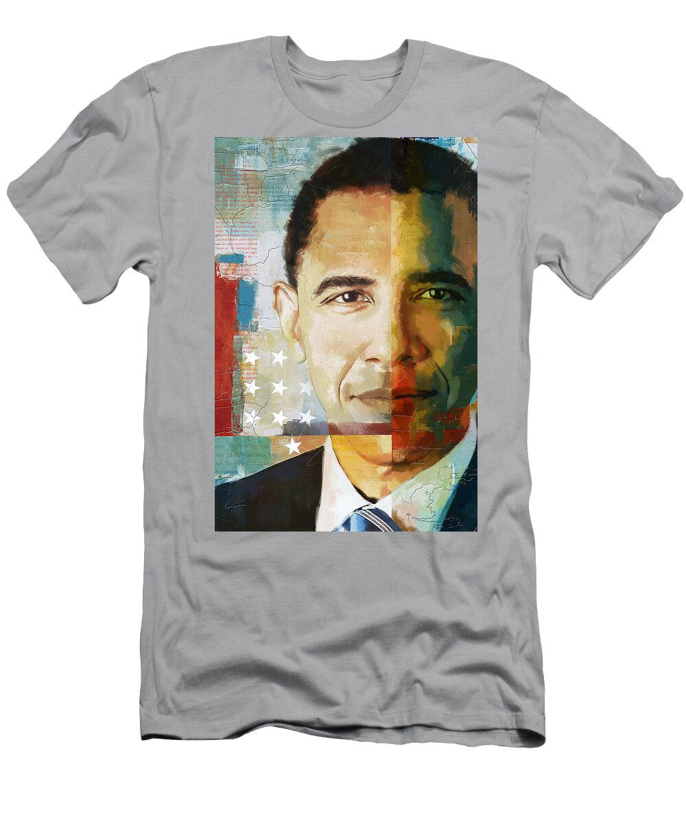 Barack Obama T-Shirt featuring the painting Barack Obama by Corporate Art Task Force