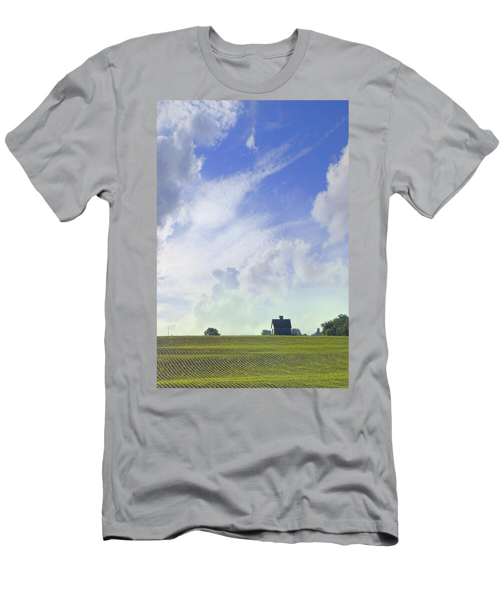 Farm & Barn T-Shirt featuring the photograph Barn on Top of the Hill by Mike McGlothlen