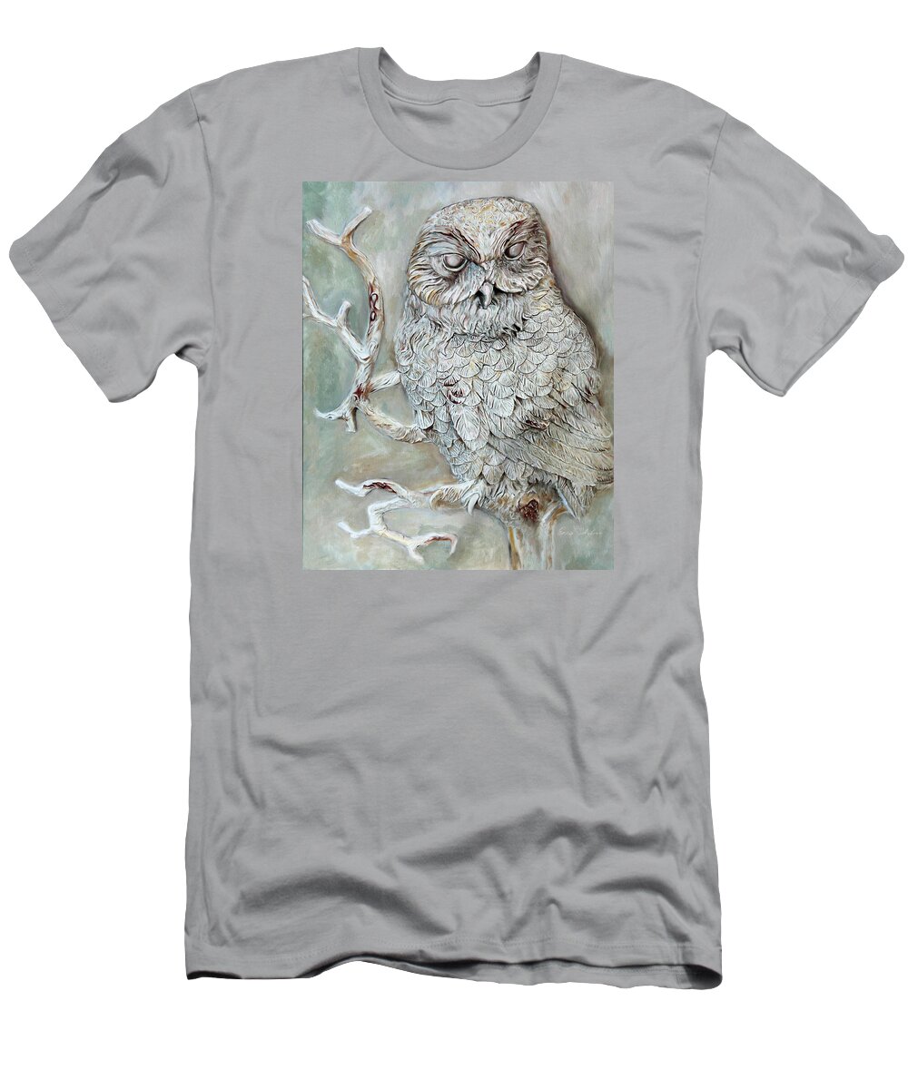 Owl Painting T-Shirt featuring the painting Barn Owl by Portraits By NC