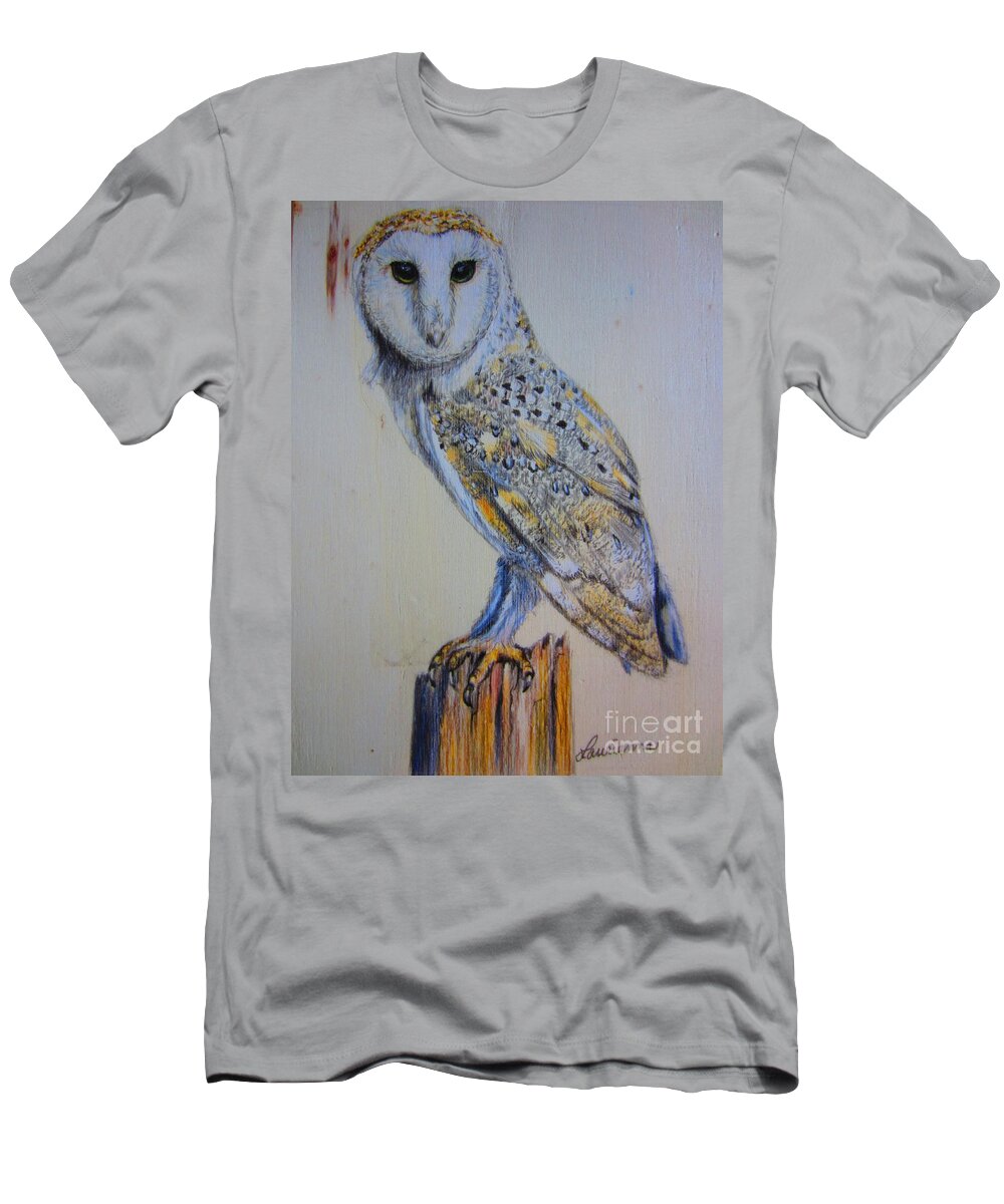 Barn Owl T-Shirt featuring the painting Barn Owl by Laurianna Taylor