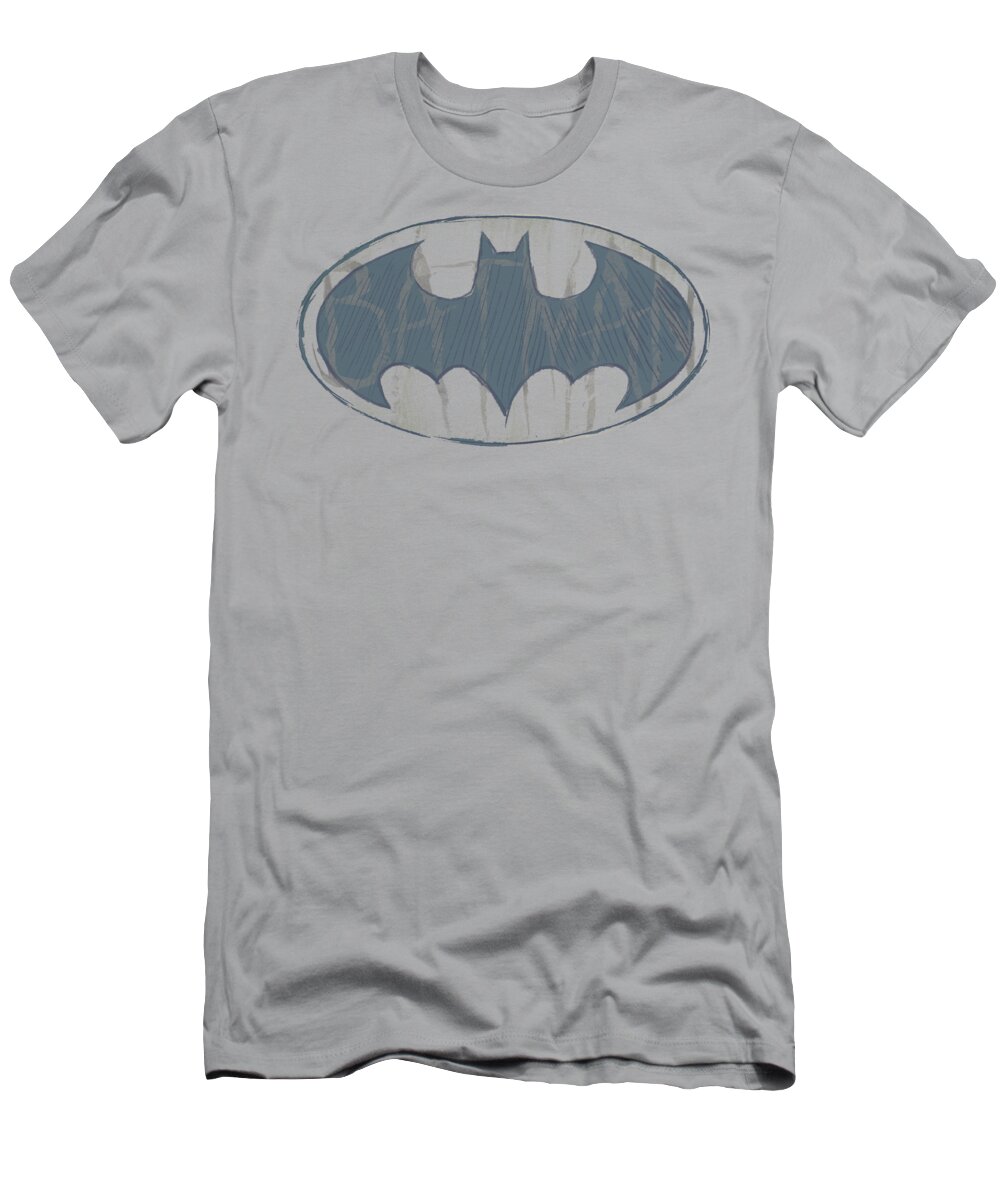 Batman T-Shirt featuring the digital art Batman - Water Sketch Signal by Brand A