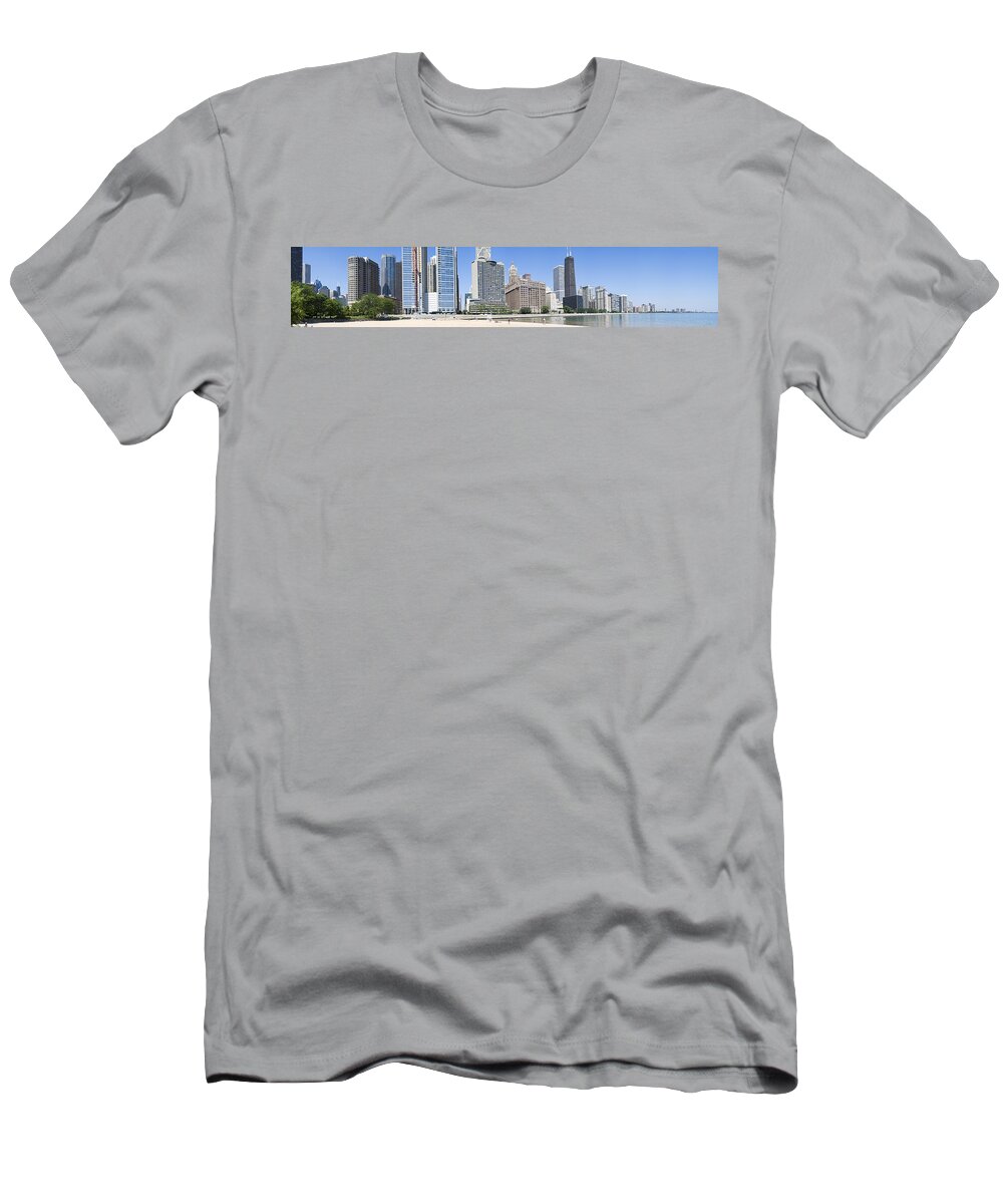 Photography T-Shirt featuring the photograph Beach And Skyscrapers In A City, Ohio by Panoramic Images