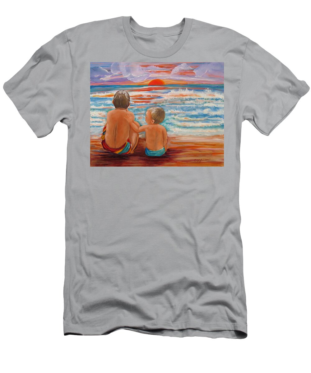Beach T-Shirt featuring the painting Beach Buddies II by Carol Allen Anfinsen