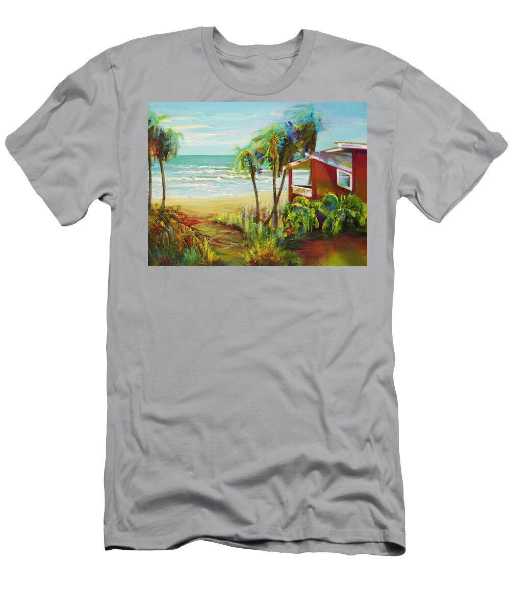 Abstract T-Shirt featuring the painting Beach House by Cynthia McLean