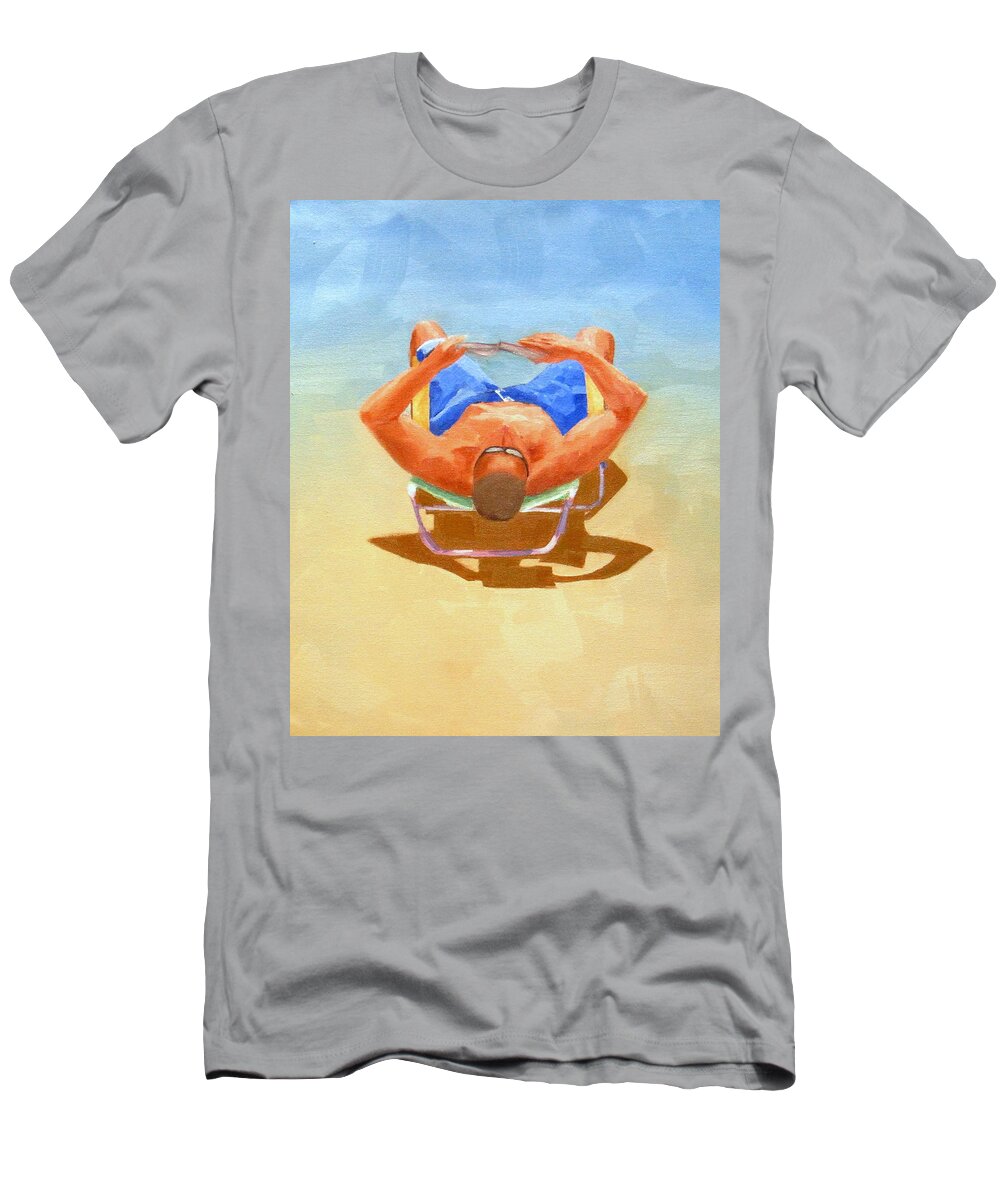 Beach T-Shirt featuring the painting Beach Read by Patricia Cleasby