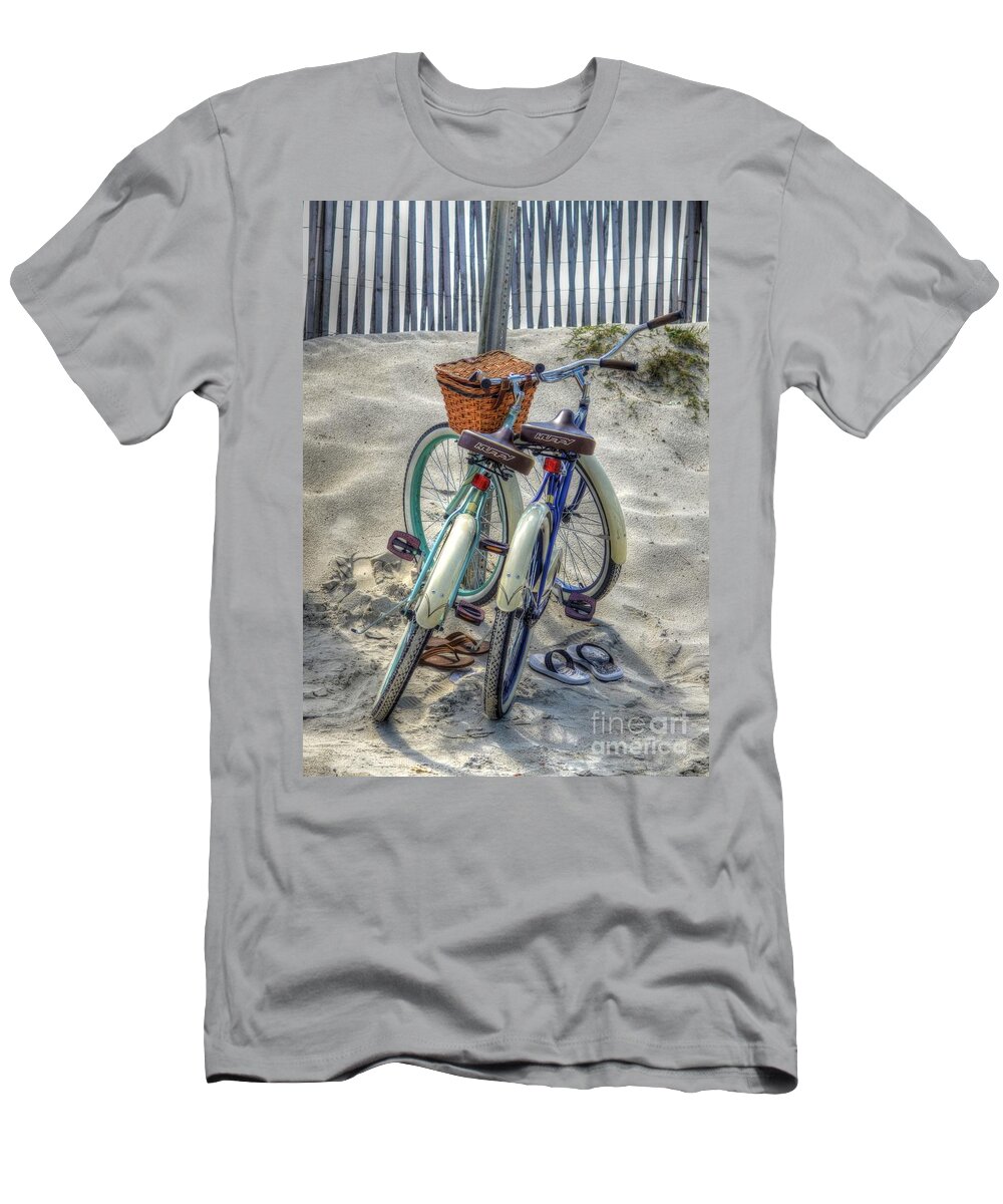 Bicycles T-Shirt featuring the photograph Beach Transportation by Kathy Baccari