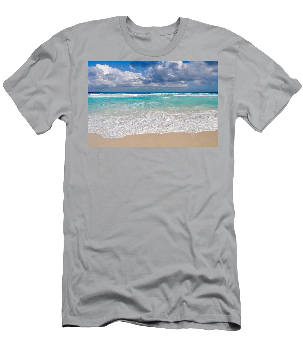 Nature T-Shirt featuring the photograph Beautiful Beach Ocean in Cancun Mexico by Brandon Bourdages