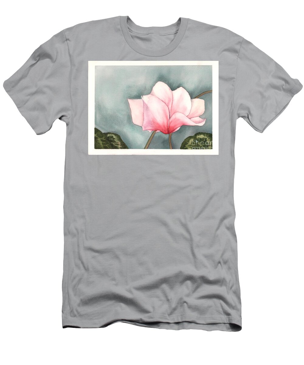 Cyclamen T-Shirt featuring the painting Big Pink Cyclamen by Hilda Wagner