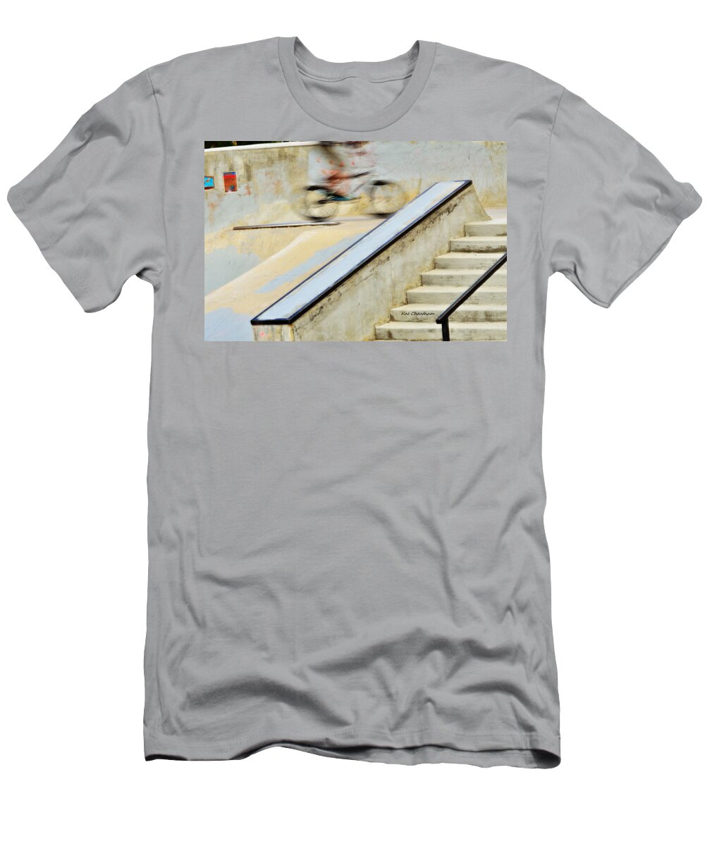Bmx Bike T-Shirt featuring the photograph Biking the Skateboard Park by Kae Cheatham
