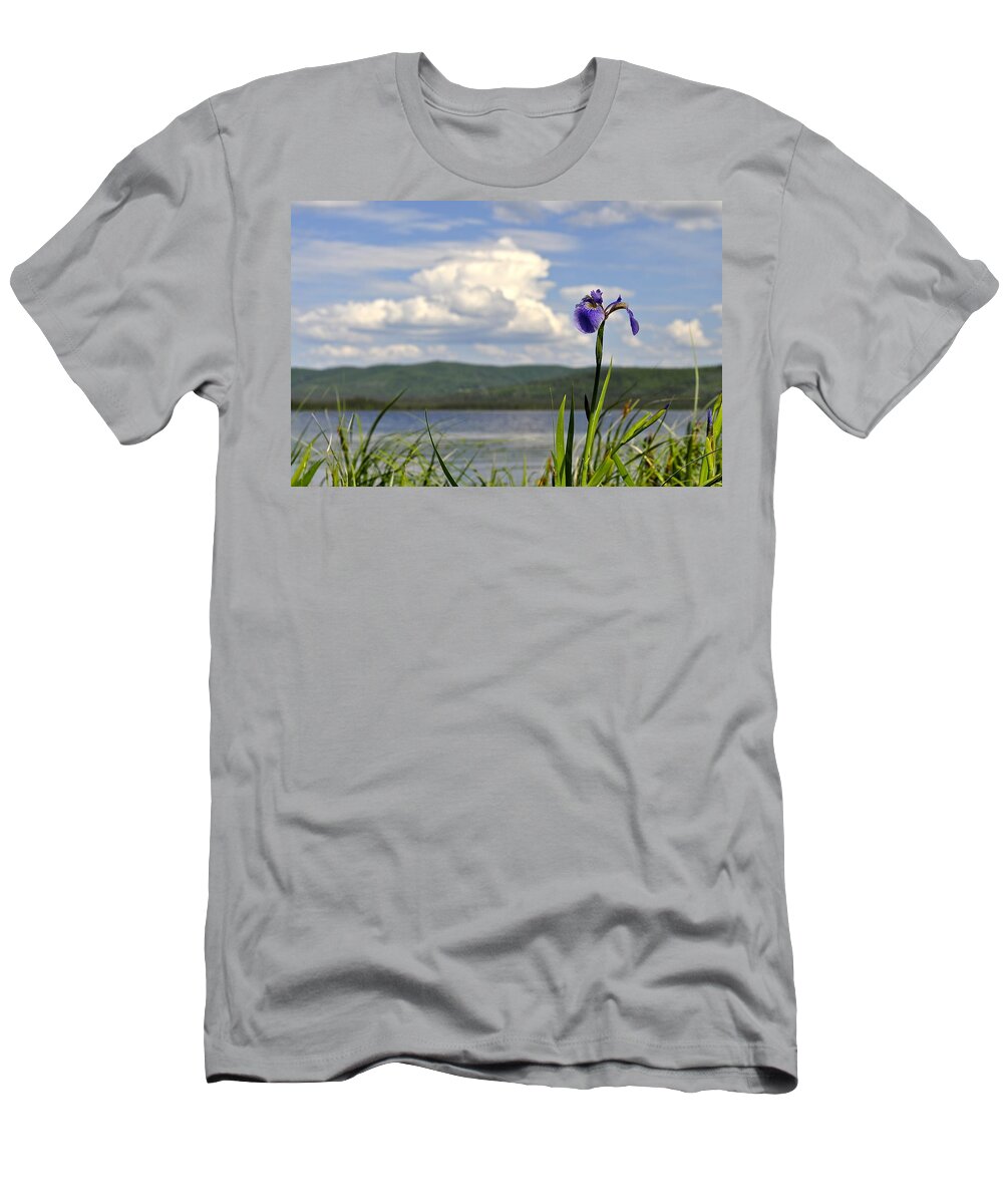 Iris T-Shirt featuring the photograph Birch Lake Iris by Cathy Mahnke