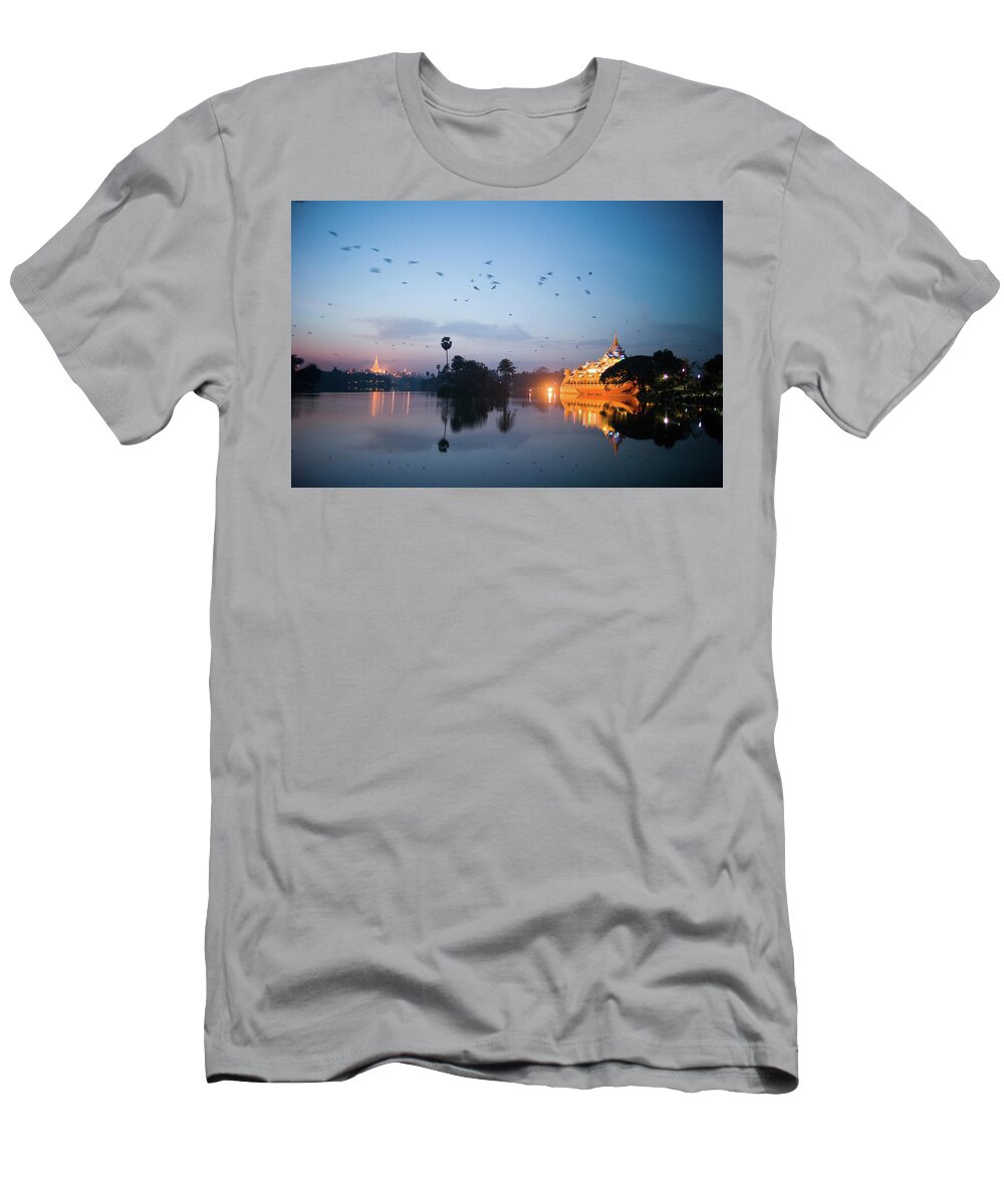 Architecture T-Shirt featuring the photograph Birds And Bats Take To The Skies For An by Kevin Moloney