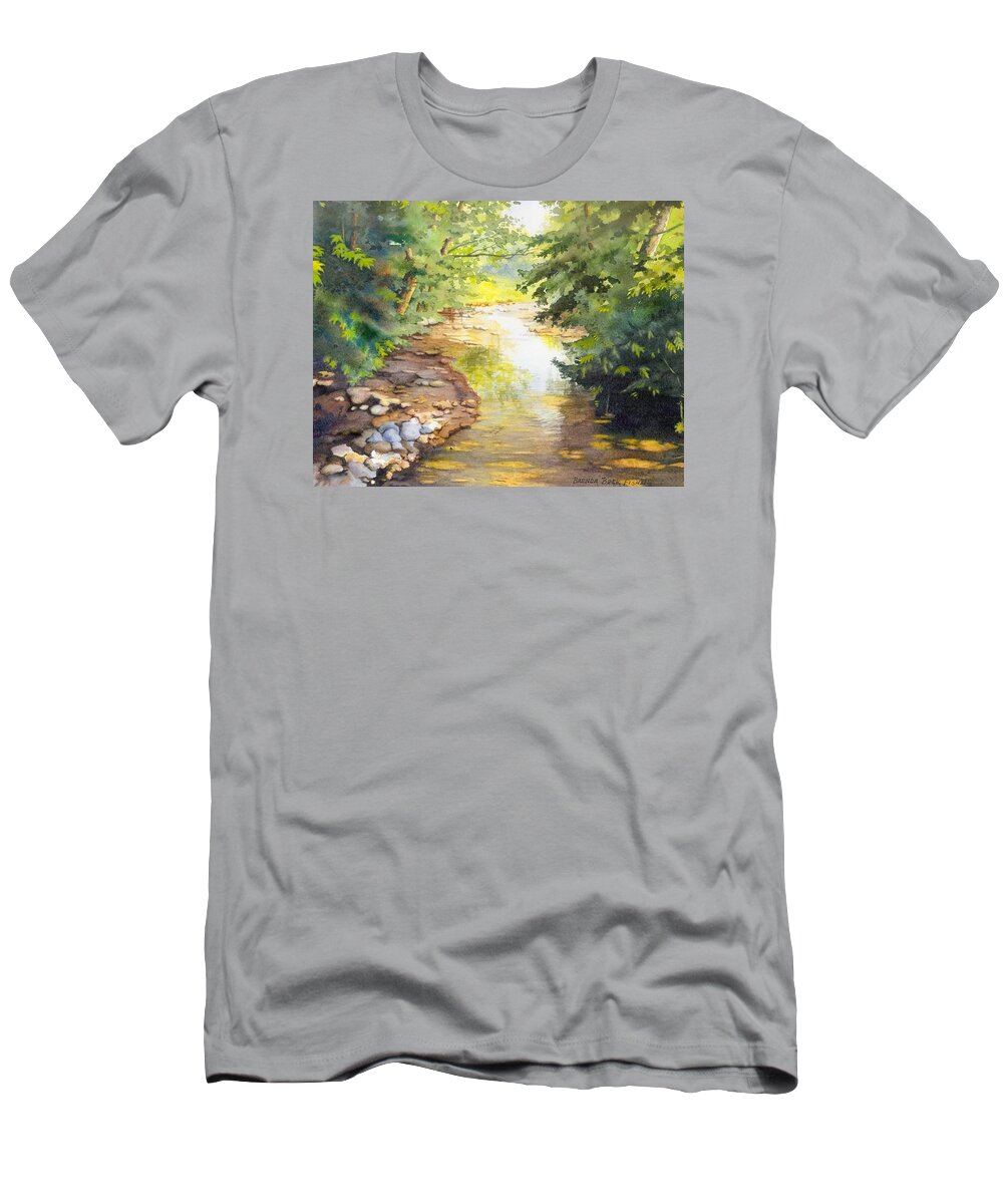 Creek T-Shirt featuring the painting Bird's Trail Creek by Brenda Beck Fisher