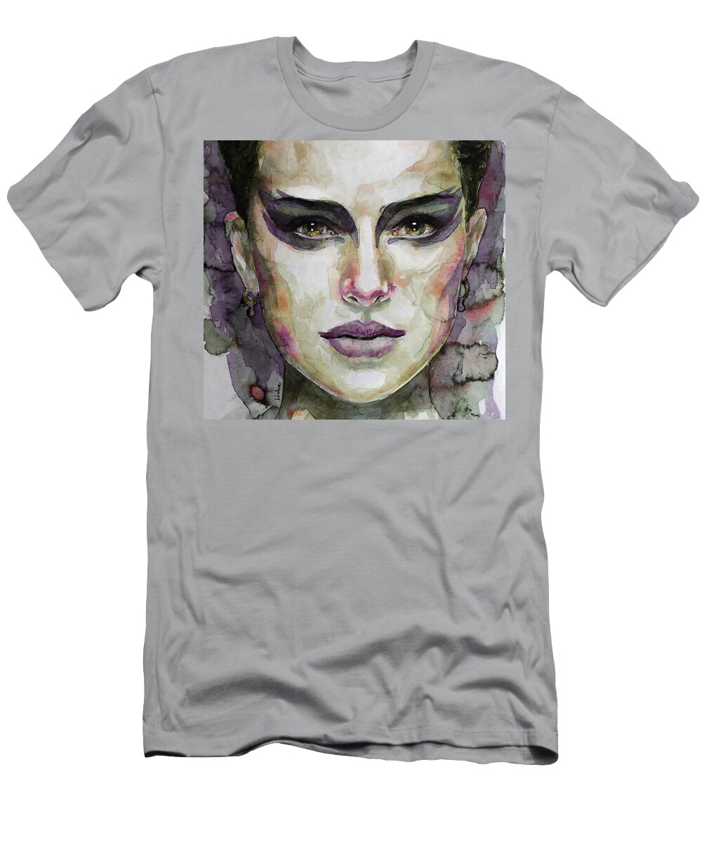 Natalie Portman T-Shirt featuring the painting Black Swan by Laur Iduc
