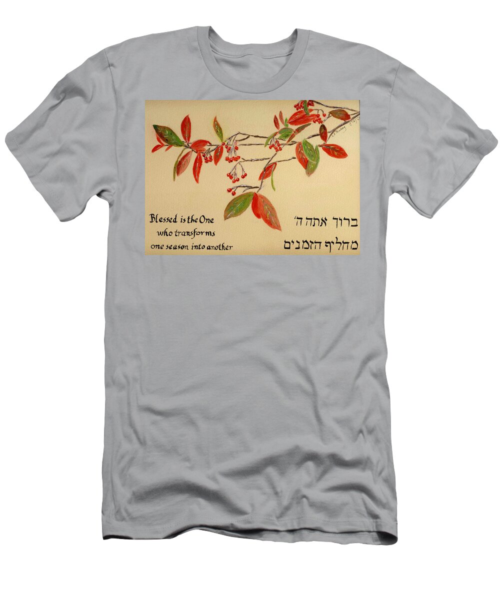 Blessing T-Shirt featuring the painting Blessing for the seasons by Linda Feinberg