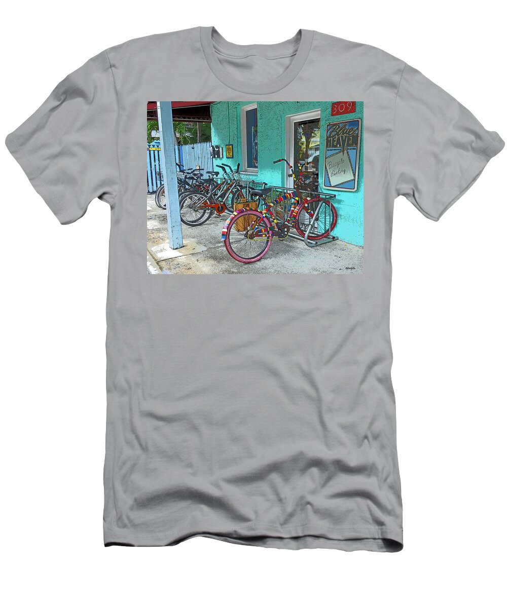 Blue Heaven Key West T-Shirt featuring the photograph Blue Heaven Key West Bicycles by Rebecca Korpita