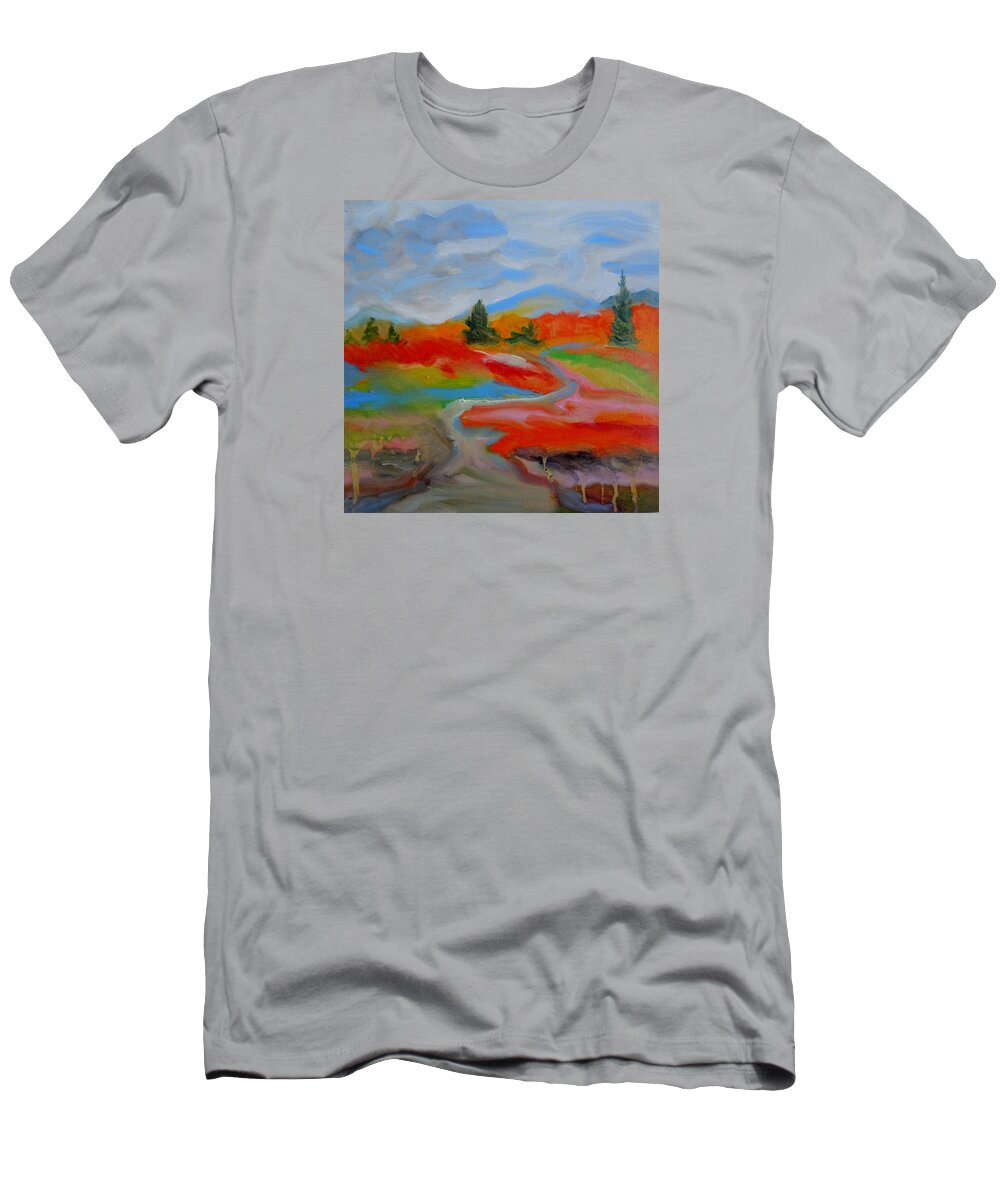 Oil Painting T-Shirt featuring the painting Blueberry Fields Maine by Francine Frank