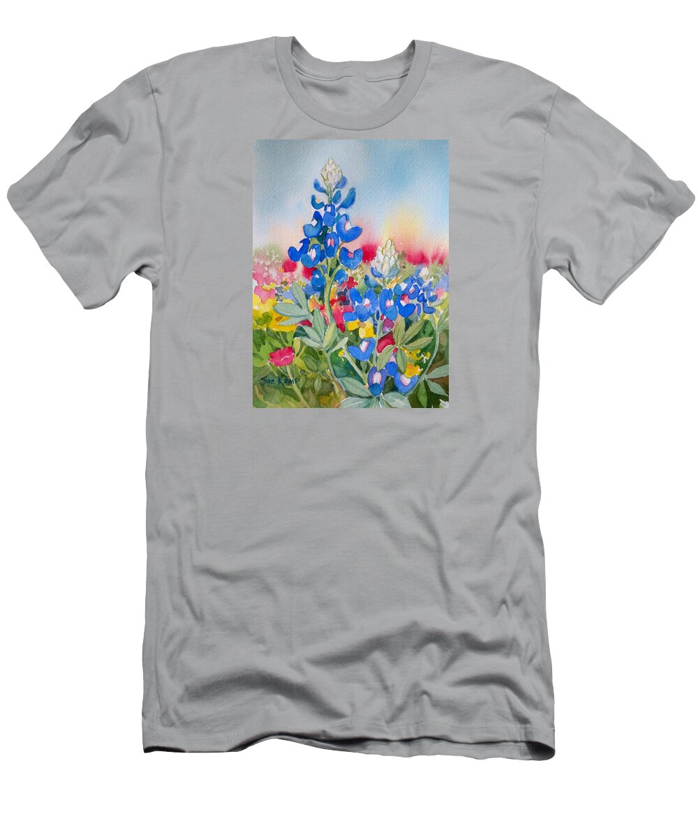 Bluebonnets T-Shirt featuring the painting Bluebonnets by Sue Kemp