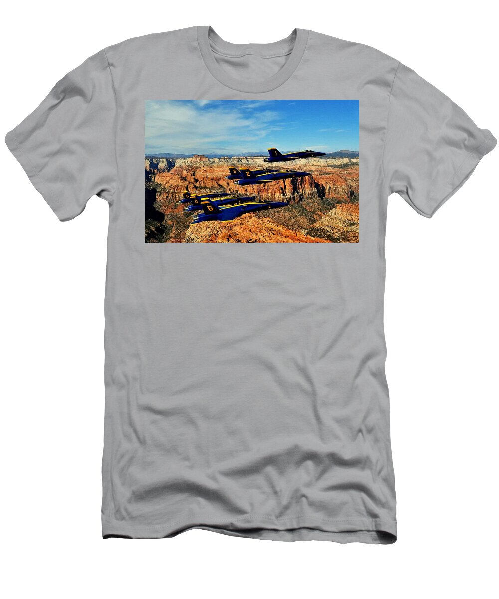Blue Angels T-Shirt featuring the photograph Blues Over Zion by Benjamin Yeager