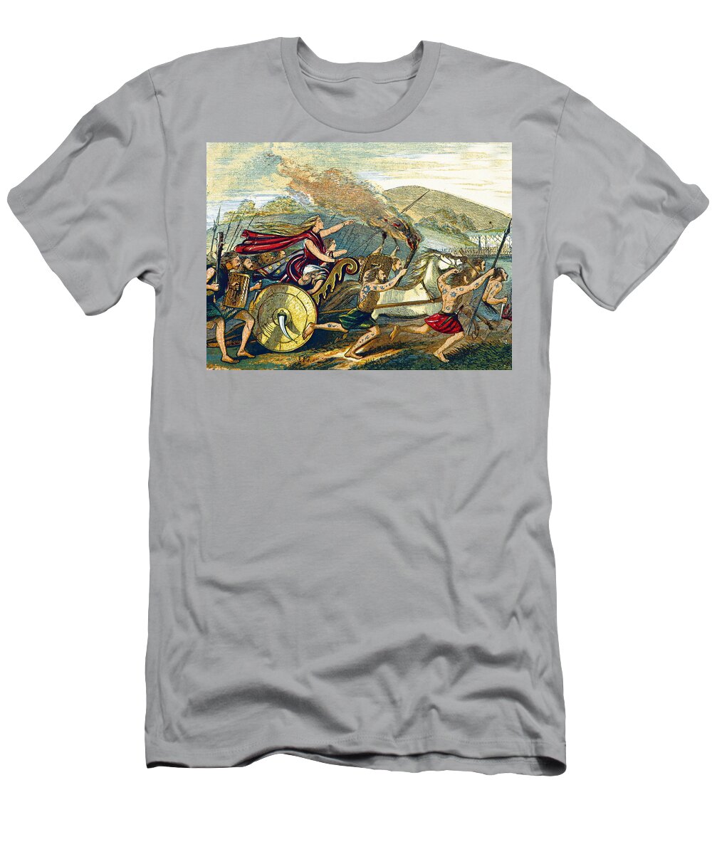 History T-Shirt featuring the photograph Boudica Leading British Tribes, 60 Ad by British Library