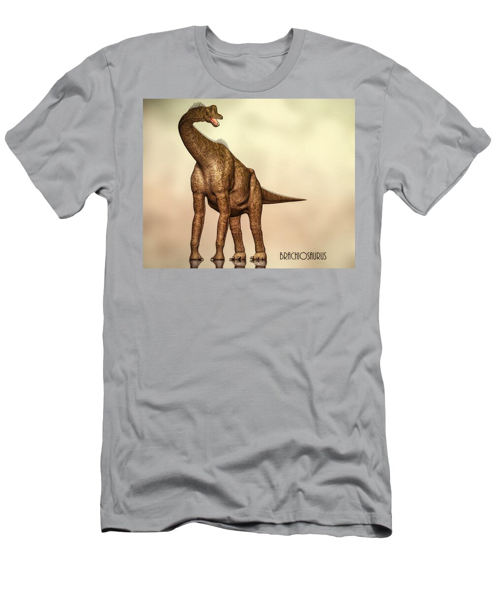 Jurassic T-Shirt featuring the digital art Brachiosaurus Dinosaur by Bob Orsillo