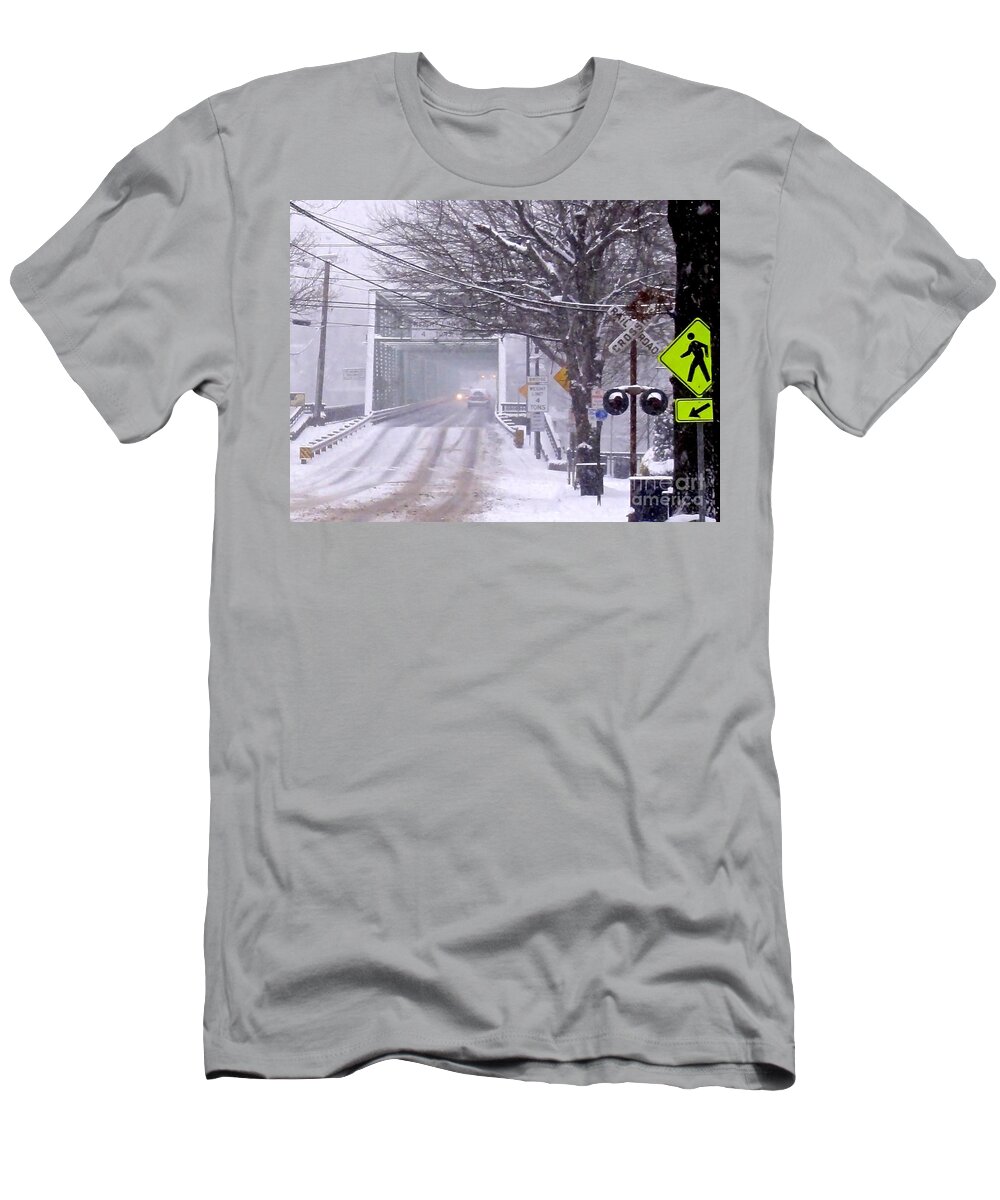Copyright 2014 By Christopher Plummer T-Shirt featuring the photograph Bridge Street to New Hope by Christopher Plummer