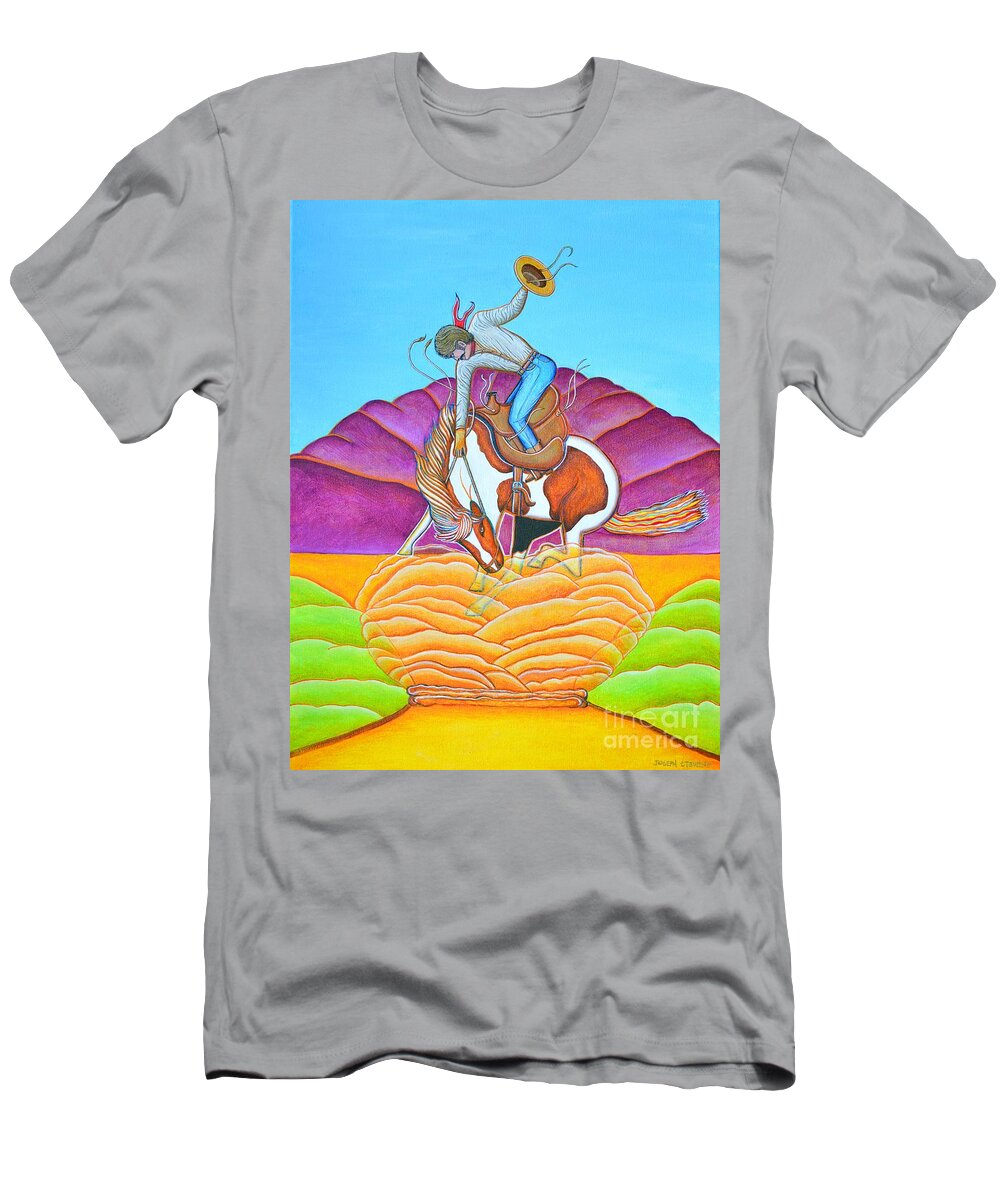 Horse Painting T-Shirt featuring the painting The Cowboy From Darby by Joseph J Stevens