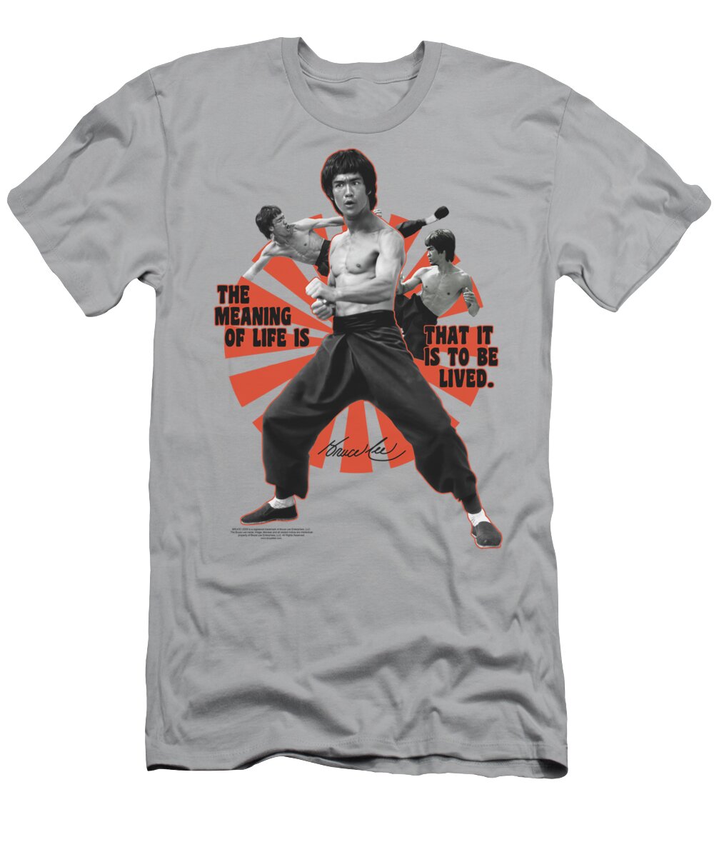 Celebrity T-Shirt featuring the digital art Bruce Lee - Meaning Of Life by Brand A