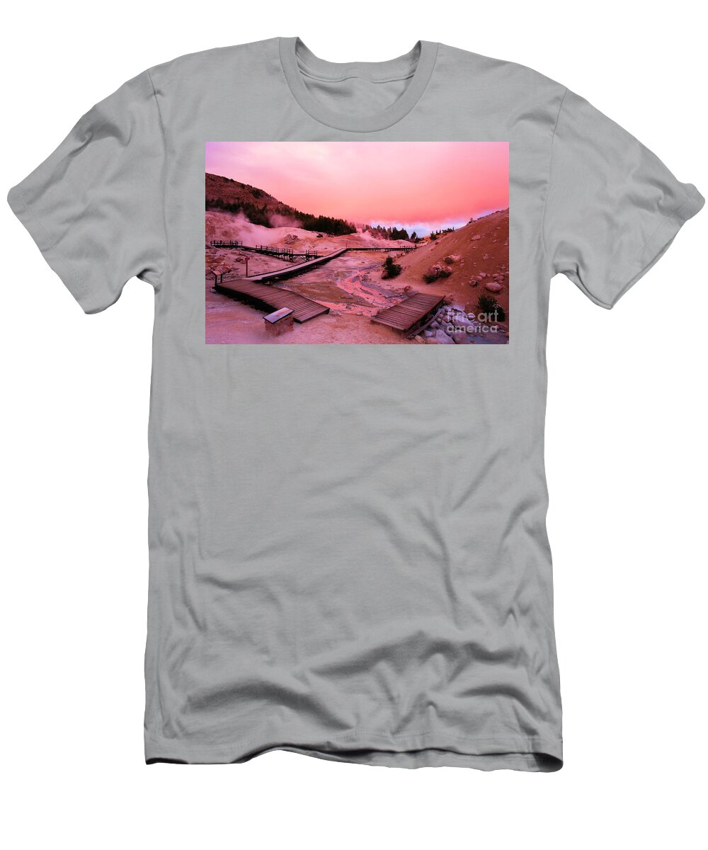 Bumpass Hell T-Shirt featuring the photograph Bumpass Hell Sunset by Adam Jewell