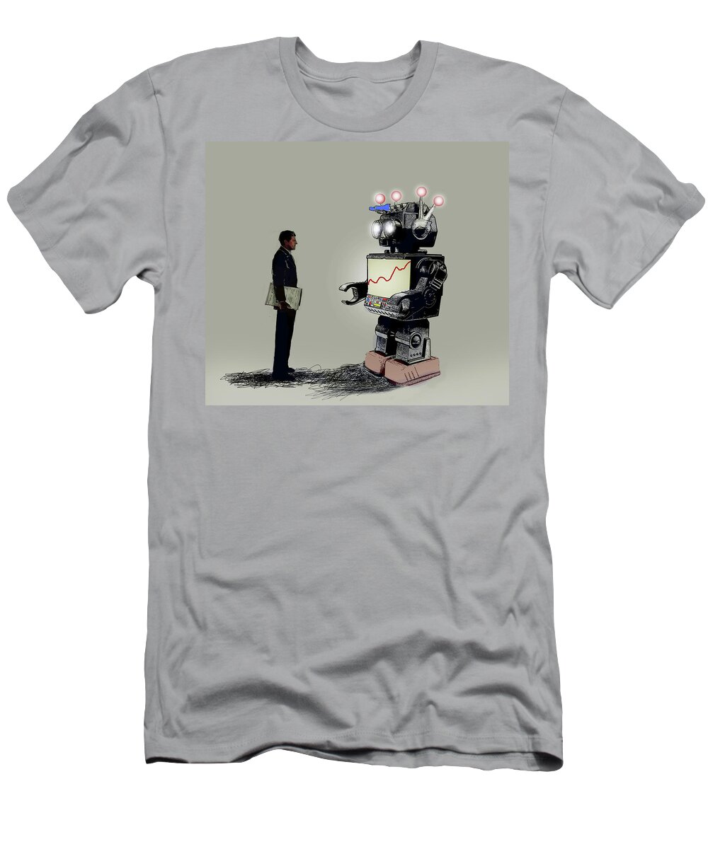 40-49 Years T-Shirt featuring the photograph Businessman Looking At Line Graph by Ikon Ikon Images