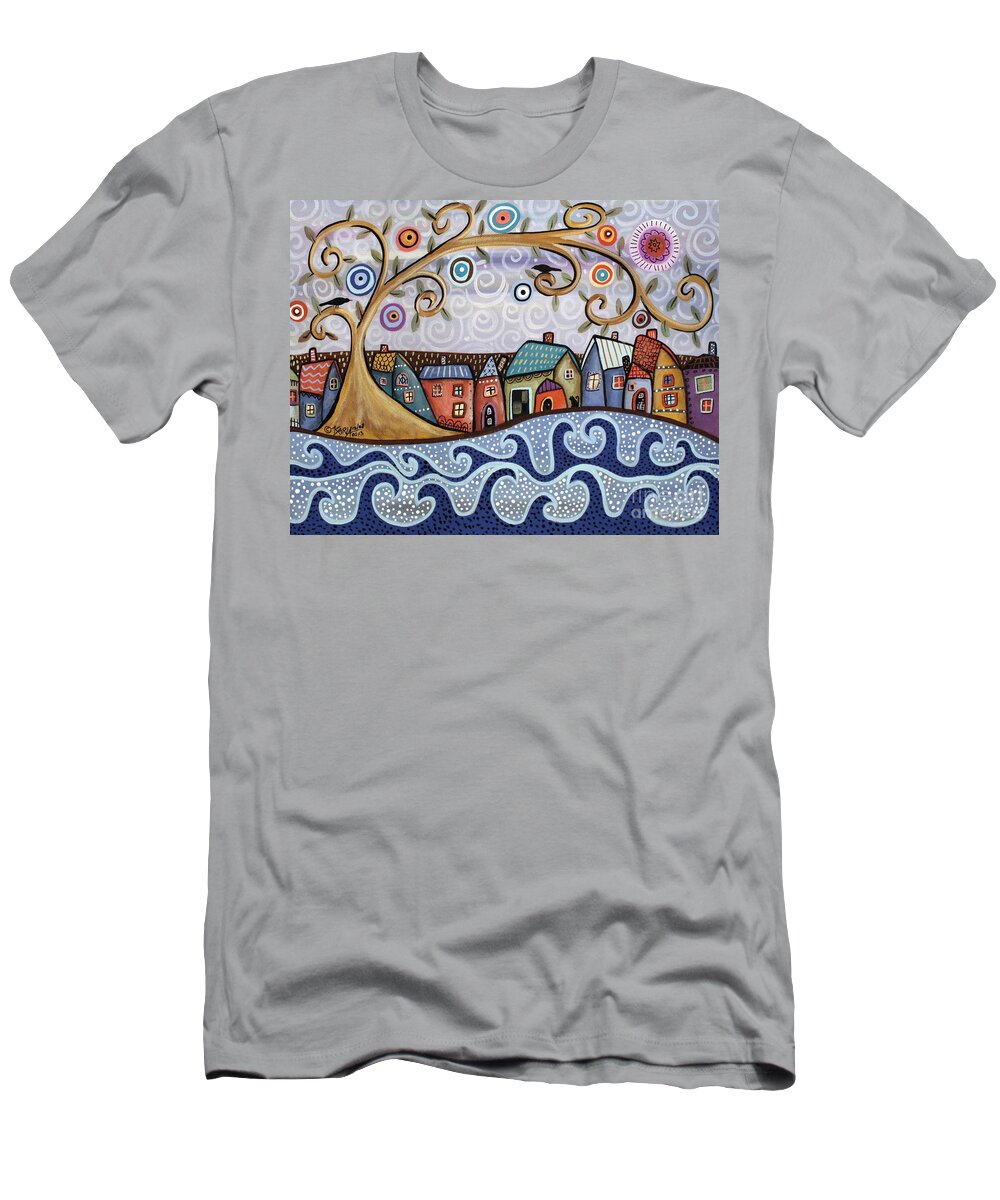 Landscape T-Shirt featuring the painting By The Sea by Karla Gerard