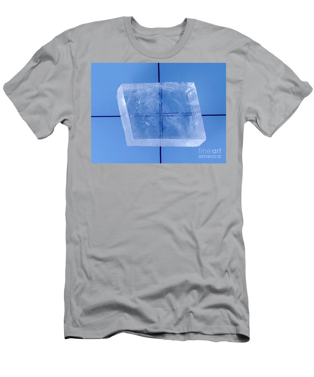 Calcite T-Shirt featuring the photograph Calcite Birefringence by Hermann Eisenbeiss