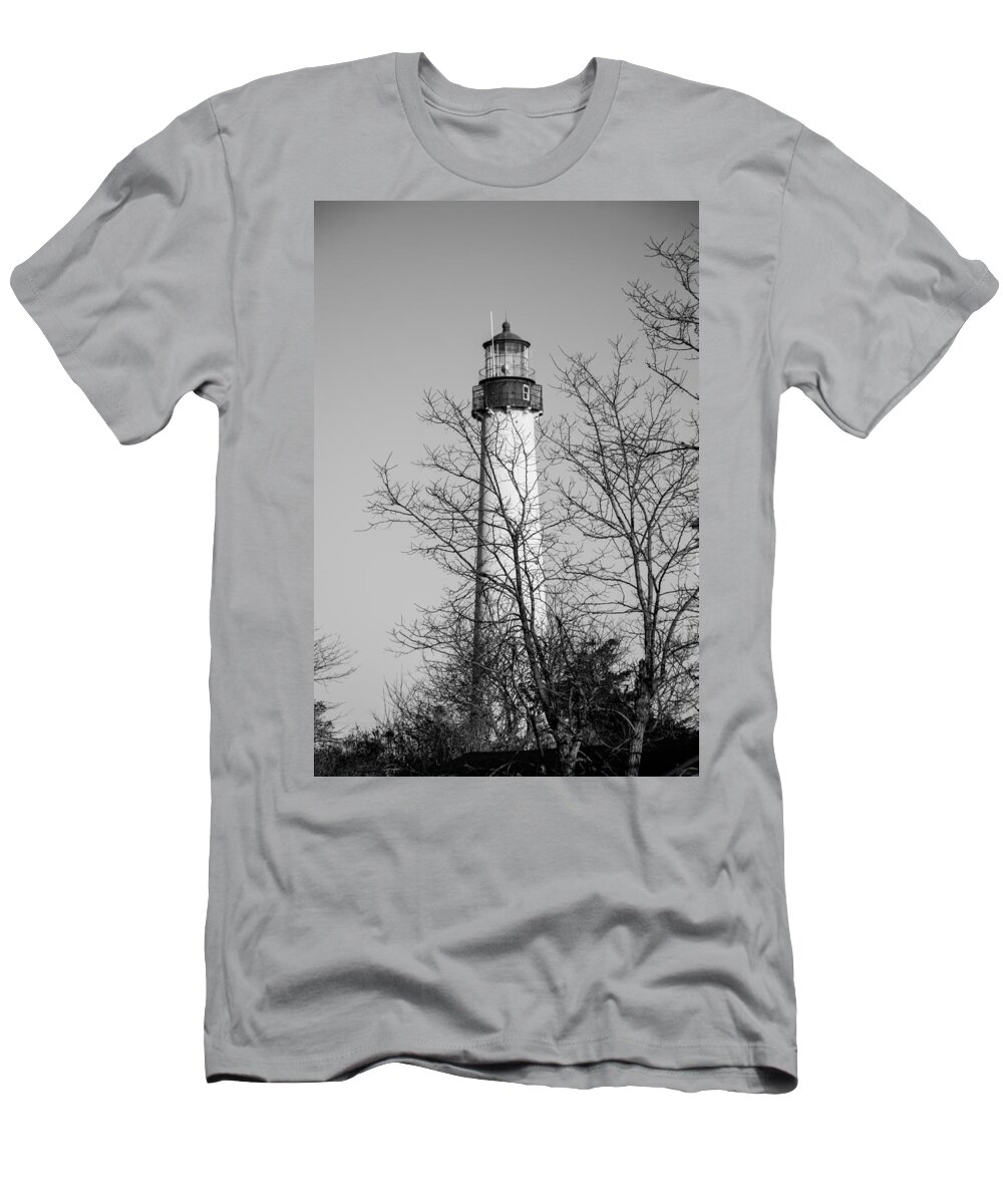 Cape May T-Shirt featuring the photograph Cape May Light b/w by Jennifer Ancker