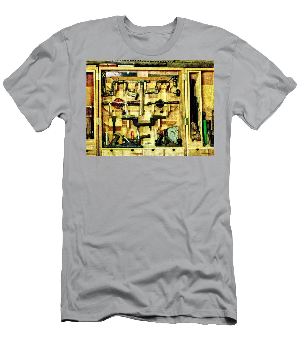 Hammer T-Shirt featuring the photograph Carpenter - Woodworking Tools by Susan Savad