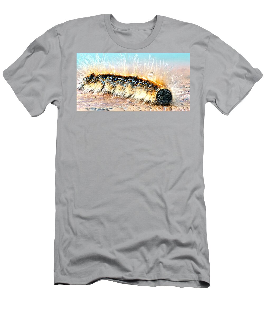 Macro T-Shirt featuring the photograph Caterpillar-01 by Larry Jost